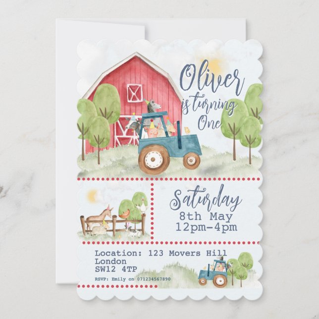 Invitación de cumpleaños de amigos de 🚜 🎉 Farmya (Anverso)