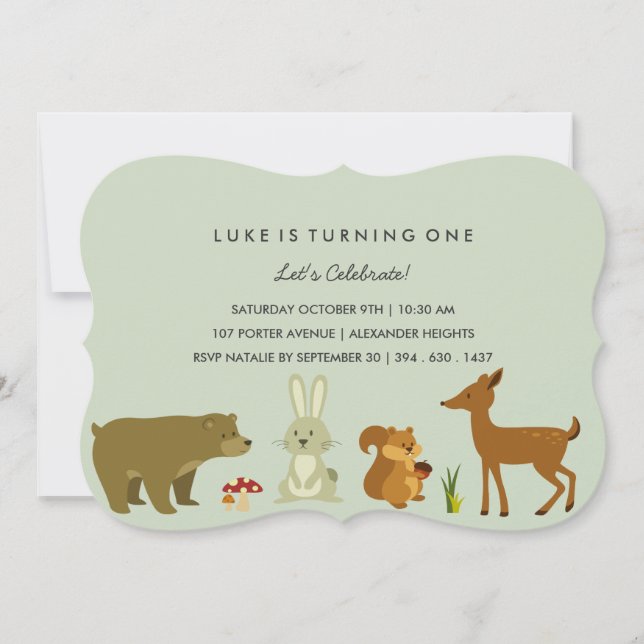 Invitación de cumpleaños de amigos de Green Woodla (Anverso)