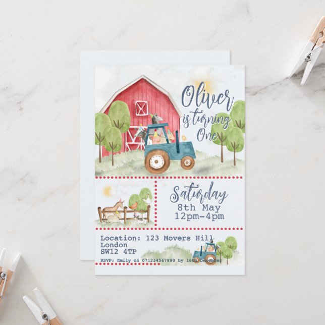 🎉🚜 Invitación de cumpleaños de Amigos de la Gran (Anverso/Reverso In Situ)