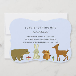 Invitación de cumpleaños de amigos del bosque azul