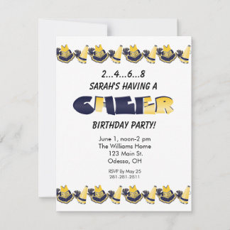 Invitación de cumpleaños de animador amarillo y az