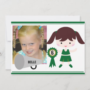 Invitación de cumpleaños de animador verde fotográ