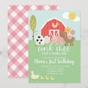Invitación de cumpleaños de animal de granja con c