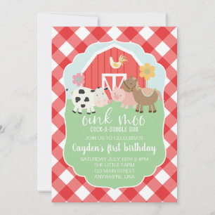 invitación de cumpleaños de animal de granja con c
