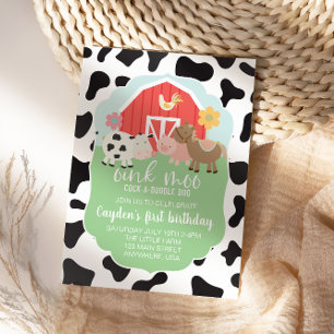 invitación de cumpleaños de animal de granja con e
