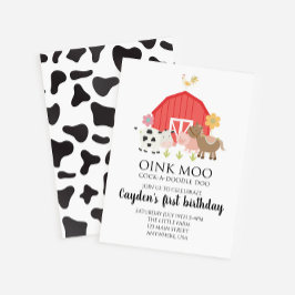 invitación de cumpleaños de animal de granja con e