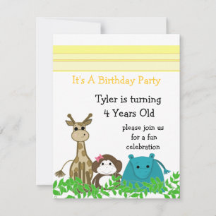 Invitación de cumpleaños de animal de zoológico