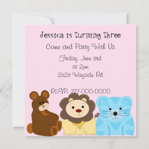 Invitación de cumpleaños de animal de zoológico li