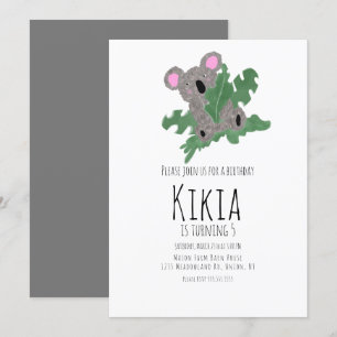 Invitación de cumpleaños de animal dibujado a mano