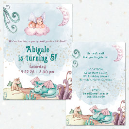 Invitación de cumpleaños de animal dragón capricho