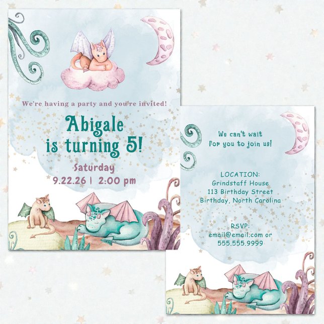 Invitación de cumpleaños de animal dragón capricho (Subido por el creador)