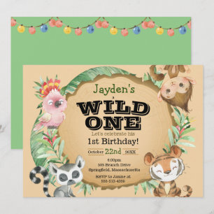 Invitación de cumpleaños de animal exótico Wild On