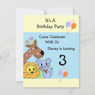 Invitación de cumpleaños de animal genial de la ju