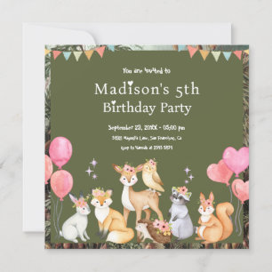 Invitación de cumpleaños de animales curados