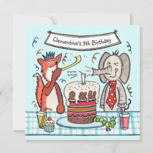 Invitación de cumpleaños de animales de fiesta per