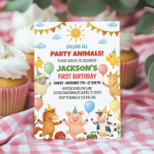Invitación de cumpleaños de animales de granja
