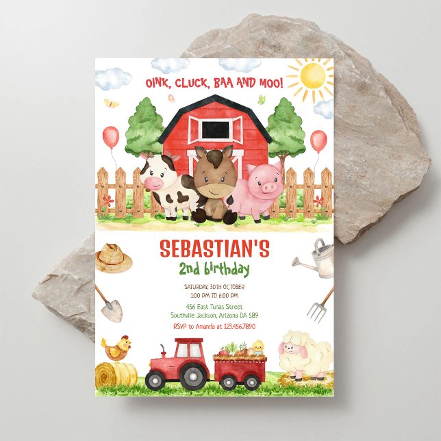 Invitación de cumpleaños de animales de granja (Subido por el creador)