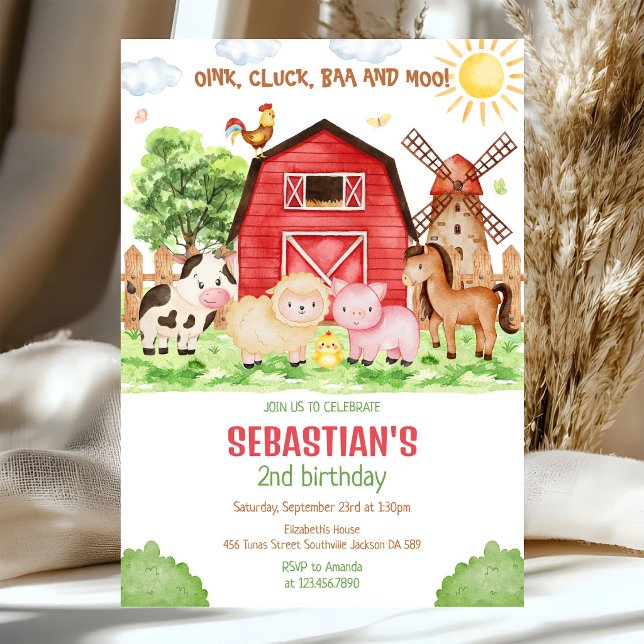 Invitación de cumpleaños de animales de granja (Subido por el creador)