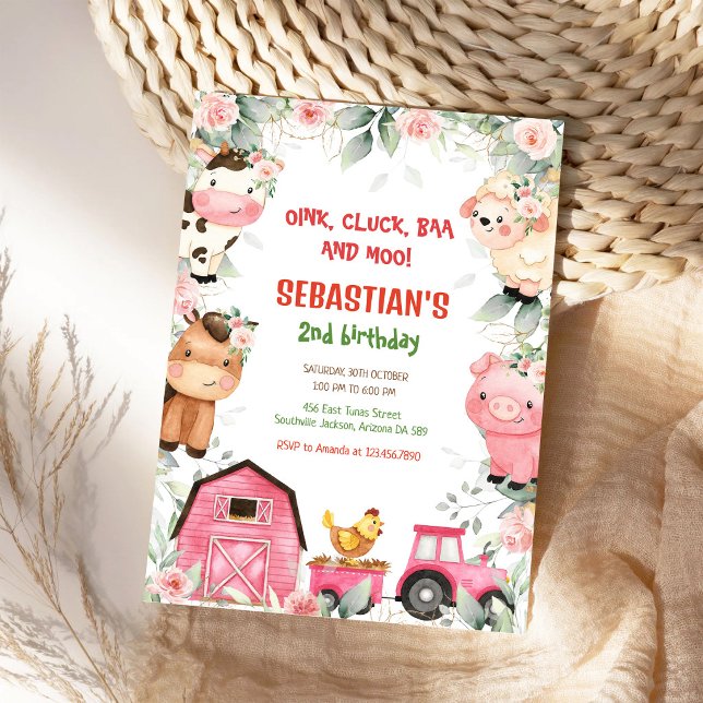 Invitación de cumpleaños de animales de granja (Subido por el creador)