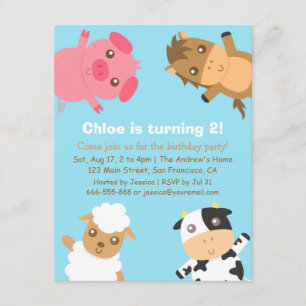 Invitación de cumpleaños de animales de granja col
