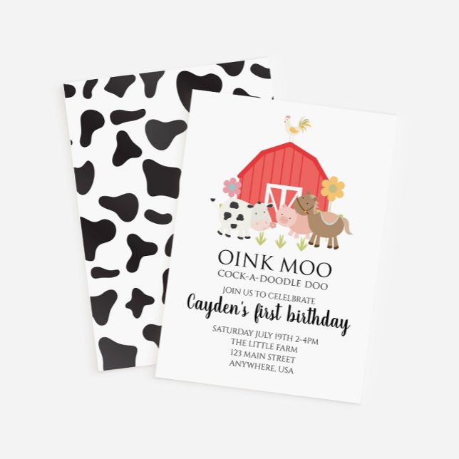 Invitación de cumpleaños de animales de granja con (Subido por el creador)
