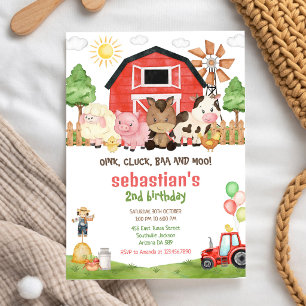 Invitación de cumpleaños de animales de granja cor