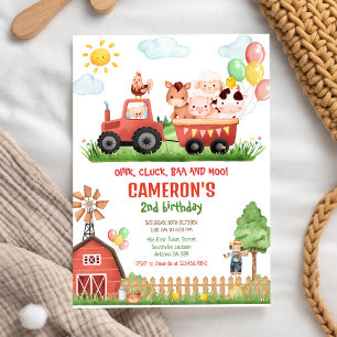 Invitación de cumpleaños de animales de granja de 