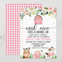 Invitación de cumpleaños de animales de granja de