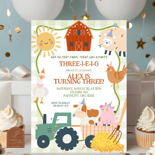 invitación de cumpleaños de animales de granja lin