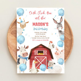 Invitación de cumpleaños de animales de granja y c