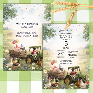 Invitación de cumpleaños de animales de granja y t