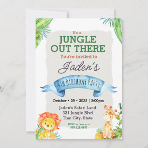 Invitación de cumpleaños de animales de la jungla