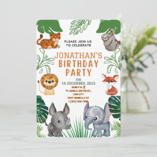 Invitación de cumpleaños de animales de la selva l