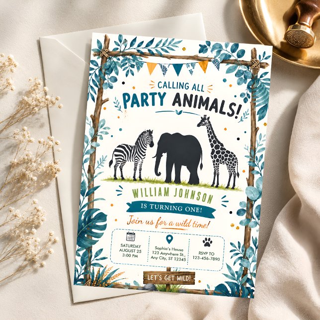 Invitación de cumpleaños de animales de la selva S (Subido por el creador)