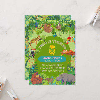 Invitación de cumpleaños de animales de la selva t