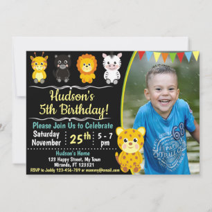 invitación de cumpleaños de animales de safari