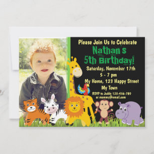 invitación de cumpleaños de animales de safari ani