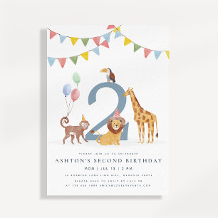 Invitación de cumpleaños de animales de Safari Fie