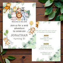 Invitación de cumpleaños de animales de Safari Jun