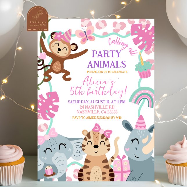 Invitación de cumpleaños de animales de safari ros (Subido por el creador)