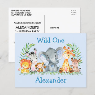 Invitación de cumpleaños de animales de Wild One S