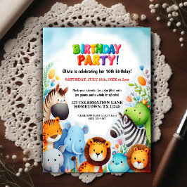 Invitación de cumpleaños de animales de zoológico 