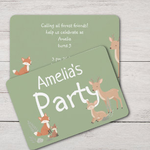 Invitación de Cumpleaños de Animales del Bosque