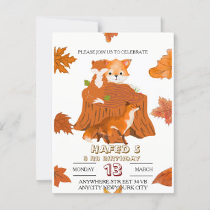 Invitación de cumpleaños de animales del bosque: B