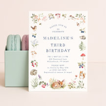 Invitación de cumpleaños de animales del bosque de