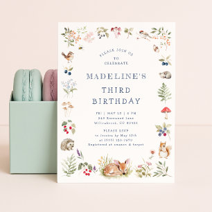 Invitación de cumpleaños de animales del bosque de