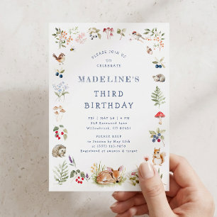 Invitación de cumpleaños de animales del bosque de