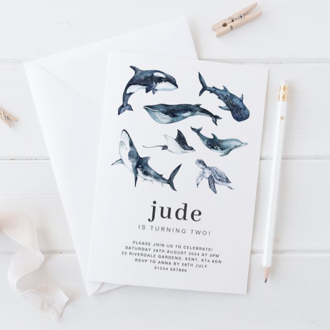 Invitación de cumpleaños de animales del océano (Subido por el creador)