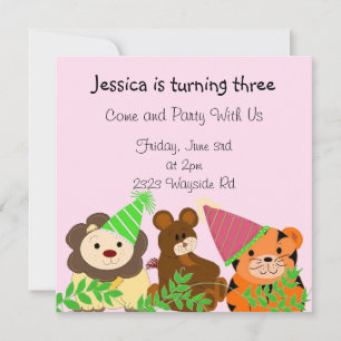 Invitación de cumpleaños de animales del zoológico