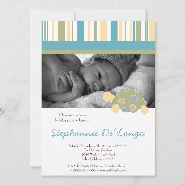 Invitación de cumpleaños de animales en el mar de  (Anverso)